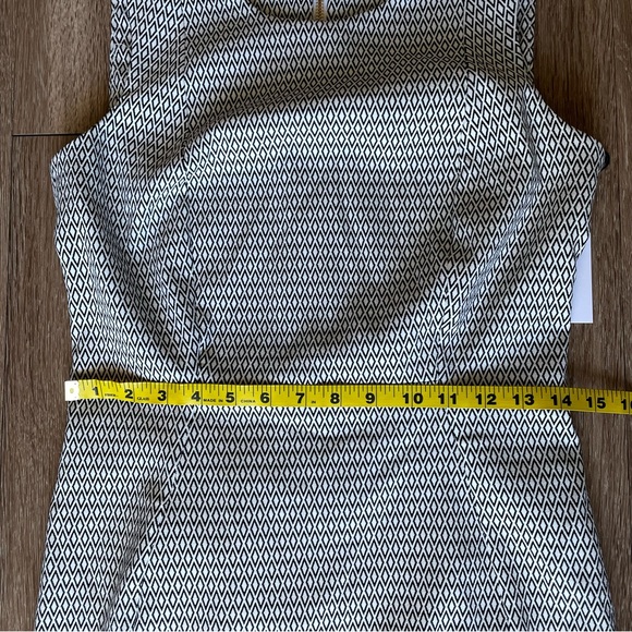 NWT Calvin Klein White Black Diamond Print Sheath Pencil Dress Business 6P - Picture 15 of 16